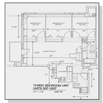 Three Bedroom Unit Floor Plan