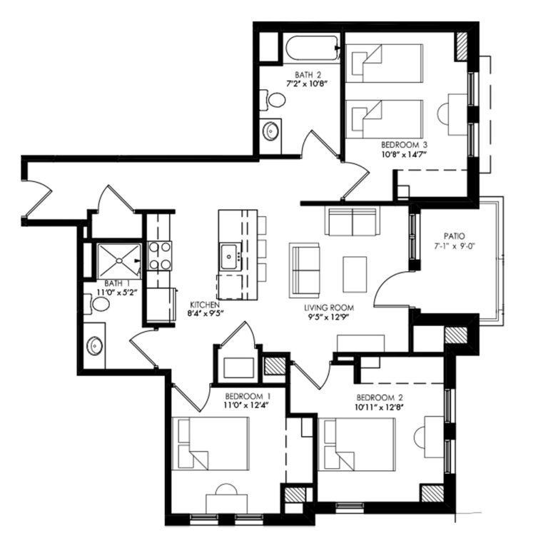 3 bedroom floor plan in Madison Wisconsin
