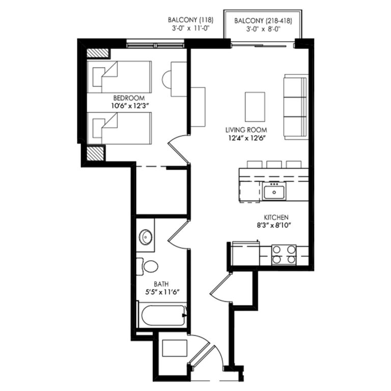 1 two twin bedroom with balcony and large living room
